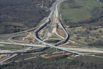 Aerial shot looking west of the 60/65 interchange project in late November 2011