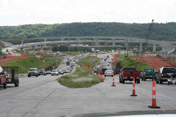 The new northbound Route 65-to-westbound Route 60 "flyover" bridge is nearing completion 